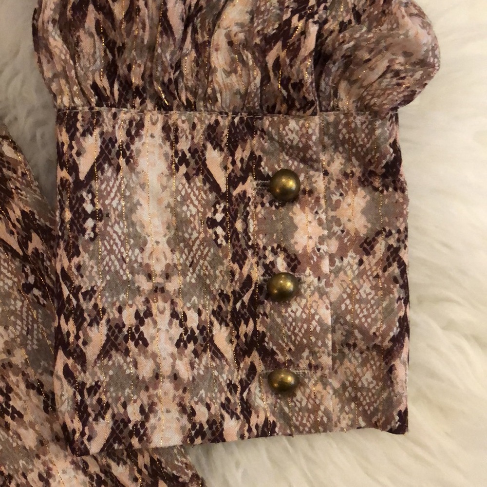 Btfl-Life Python Print Button Front Blouse/Nwt - image 6